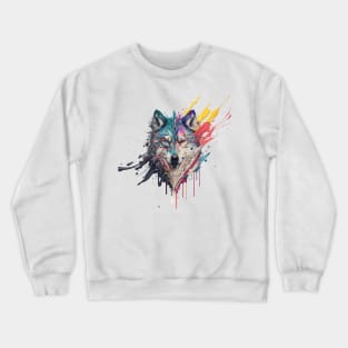 Wolf Splash Art: Colorful Fantasy Painting #2 Crewneck Sweatshirt